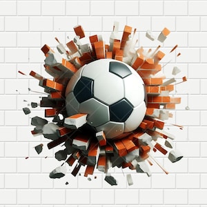 Soccer Ball 3D Smash | Soccer Logo Football | Digital Design PNG PDF | Sublimation | Transparent Background | HQ 300dpi | Instant Download