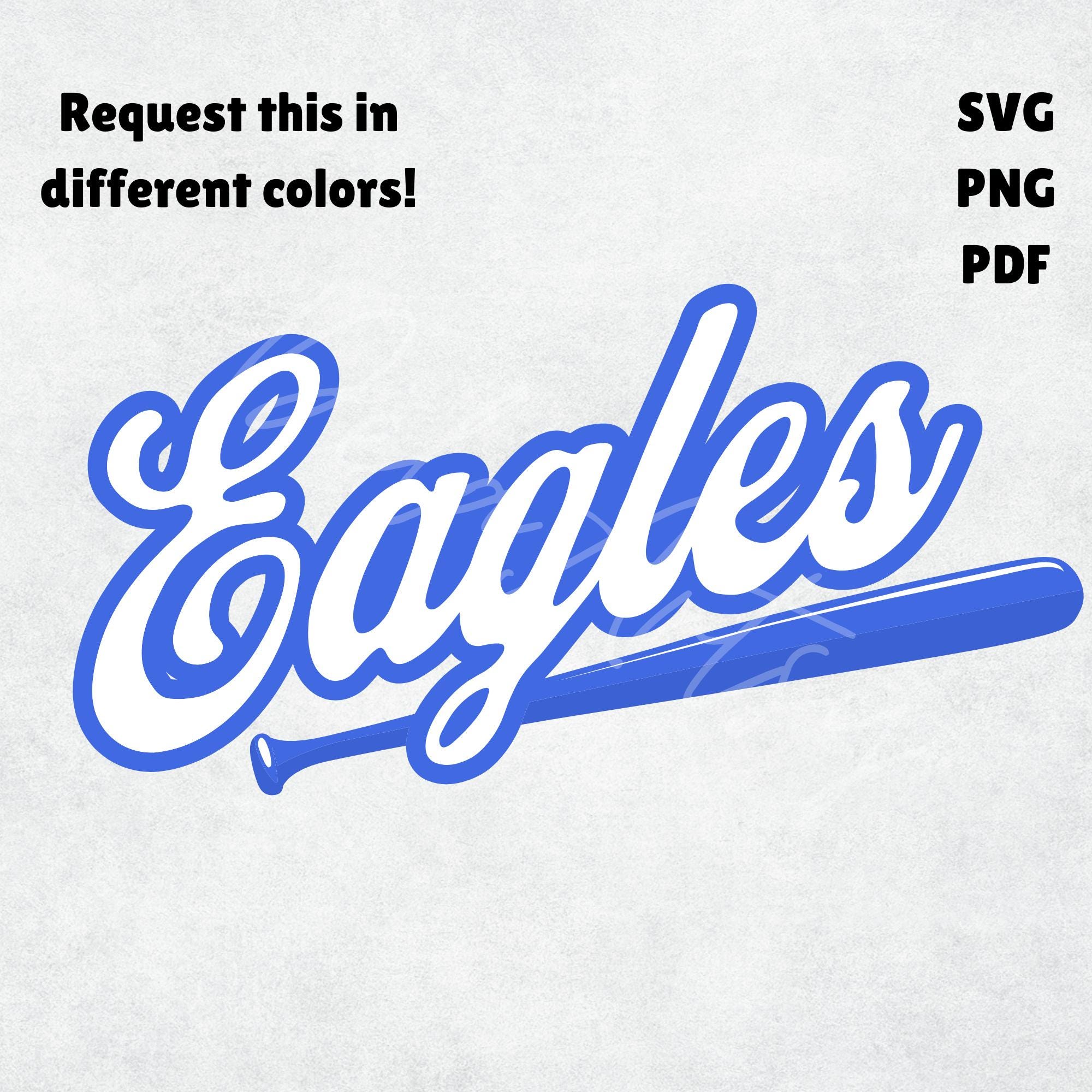 イーグルス 野球 ソフトボール SVG PNG PDF | ロイヤルブルー チームロゴ スクリプトフォント |  シャツ、トートバッグ、ジャージ、看板用スポーツマスコットクリップアート, image size:2000x2000