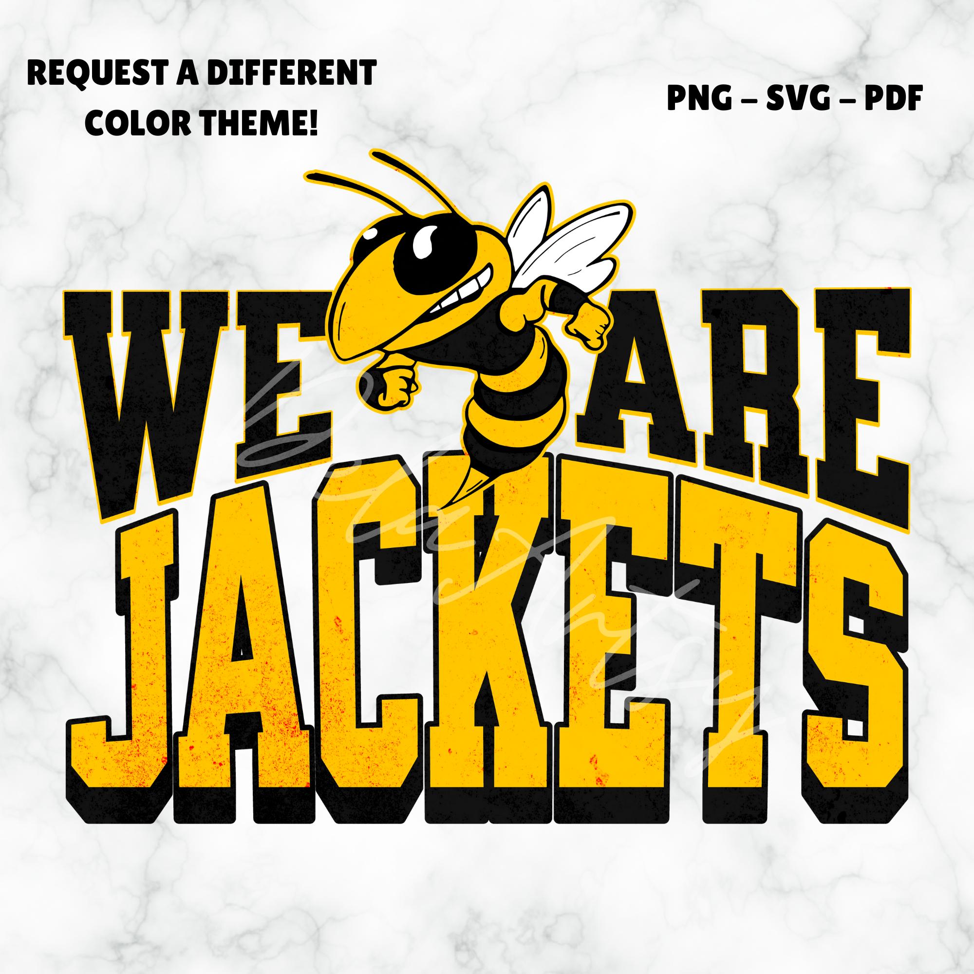 Vintage We Are Jackets Logo SVG PNG PDF | Yellow Black Mascot Design | Clean & Distressed Styles | School Spirit Graphic for Merch, Gear