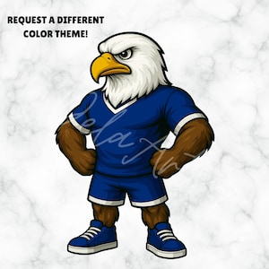 Eagle Sports Mascot SVG PNG PDF | Blue Sports Team Bird Logo | Digital Clipart for School Spirit Shirts, Posters & Merchandise