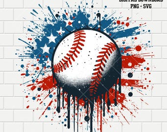 USA Baseball Splash Design |  Baseball | Softball | Splash | Digital Design 300dpi PNG SVG Vector | Sublimation | Transparent | Download