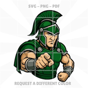 Fierce Warrior Mascot in Green for Spartans, Trojans, Warriors, Gladiators Team Logos & School Spirit Shirts - svg png pdf