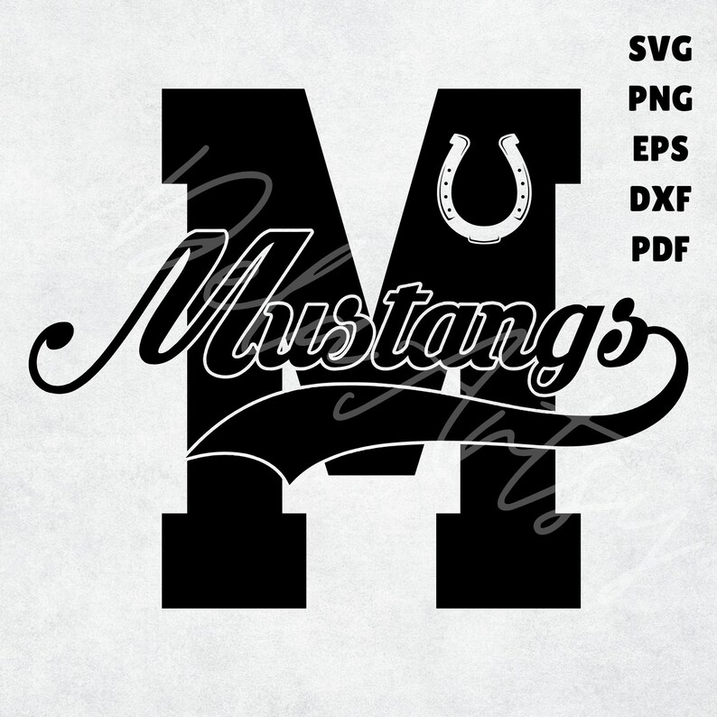 Mustangs Varsity M Logo SVG for Shirts | Svg Png Eps Pdf | Script Text ...