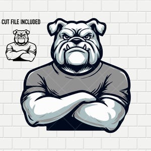 Bulldog Arms Crossed | Sports Mascot | Cut file | Vector | Sports logo | School Spirit | SVG PNG PDF Bundle | Digital Download | Clipart