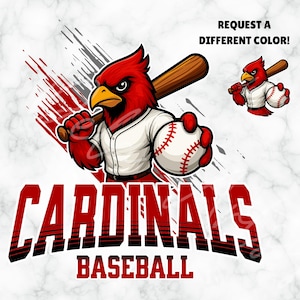 Cardinals Baseball SVG PNG | Red Cardinal Mascot Clipart | Baseball Team Shirt Sublimation | School Spirit Digital Download