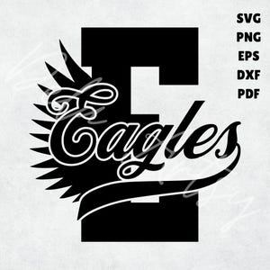 Logotipo da letra do time principal dos Eagles | svg png eps dxf pdf | Design de Swoosh "E" em negrito para times escolares, uniformes esportivos, camisas e placas