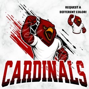 Cardinals Mascot Logo SVG PNG Bundle | Red Black & White Team Clipart | Fierce Animal School Spirit Design for Shirts, Sports Gear, Tumbers