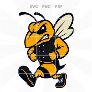 Hornet Wasp Yellow Jacket Mascot - svg png pdf – Fierce Marching Varsity Jacket Mascot Logo for School, College, and Sports Team Merchandise