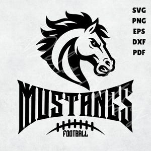 Mustangs Football Logo svg png eps dxf pdf | Horse Mascot Design for Team Shirts, Game Day Gear, School Spirit Wear | Digital Download