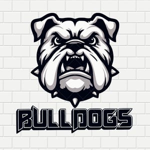 Mascota bulldog / Vector / Mascota deportiva / Logotipo deportivo / Mascota escolar / Paquete SVG PNG / Archivo digital / Clipart / Descarga instantánea