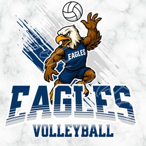 Eagles Volleyball Mascot SVG PNG Bundle | Volleyball Team Logo Clipart | School Spirit Shirt Design | Sublimation & Vinyl Print Files