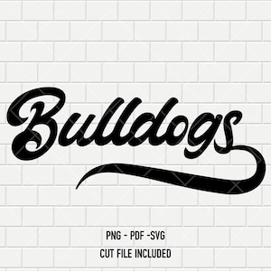 Bulldogs Mascot Swoosh Design Text | Bulldogs Sports Logo | Varsity Team Logo Mascot | Team Name | SVG Cut File, PNG PDF | School Spirit |