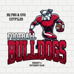 Bulldoggen Fussball Logo | Rot | Maskottchen | .pdf Datei | Sport-Logo | Schulgeist | SVG PNG | Digitale Datei | Clipart | dtf Sublimation