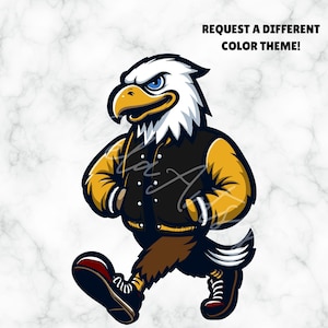 Eagle Mascot SVG PNG pdf – Black & Gold Varsity Jacket Design for School Spirit Shirts, Sublimation, Team Decals, Banners, Merch