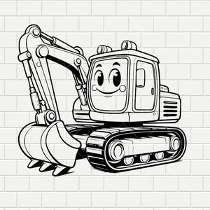 Cartoon Excavator | Vector - SVG PDF | Digital File | Transparent Background | Laser | Cricut | Clipart | Instant Download