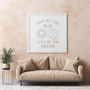 Live by the Sun, Love by the Moon – Celestial svg png pdf eps dxf | Minimalist Sun & Moon Line Art | Boho Spiritual Quote Design