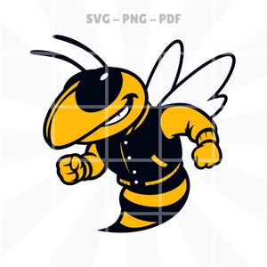 Hornet Wasp Yellow Jacket Mascot - svg png pdf – Fierce Varsity Jacket Mascot Logo, Black Vector Design for School Teams and Sports