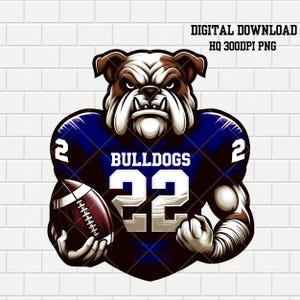Navy Bulldogs Football Mascot | Bulldog Nation | Navy Sports logo | School College Mascot | PNG | Digital Instant Download | Clipart