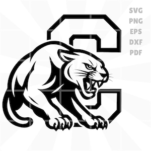 Cougars Mascot svg png eps dxf pdf – Fierce Cougar with Bold Varsity C for School Spirit, Sports Teams & Cricut Projects