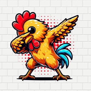 Tupfen Huhn | T-Shirt Design | Funky Huhn | Digitales Design PNG PDF | Sublimationsdruck | Transparenter Hintergrund | Sofortdownload