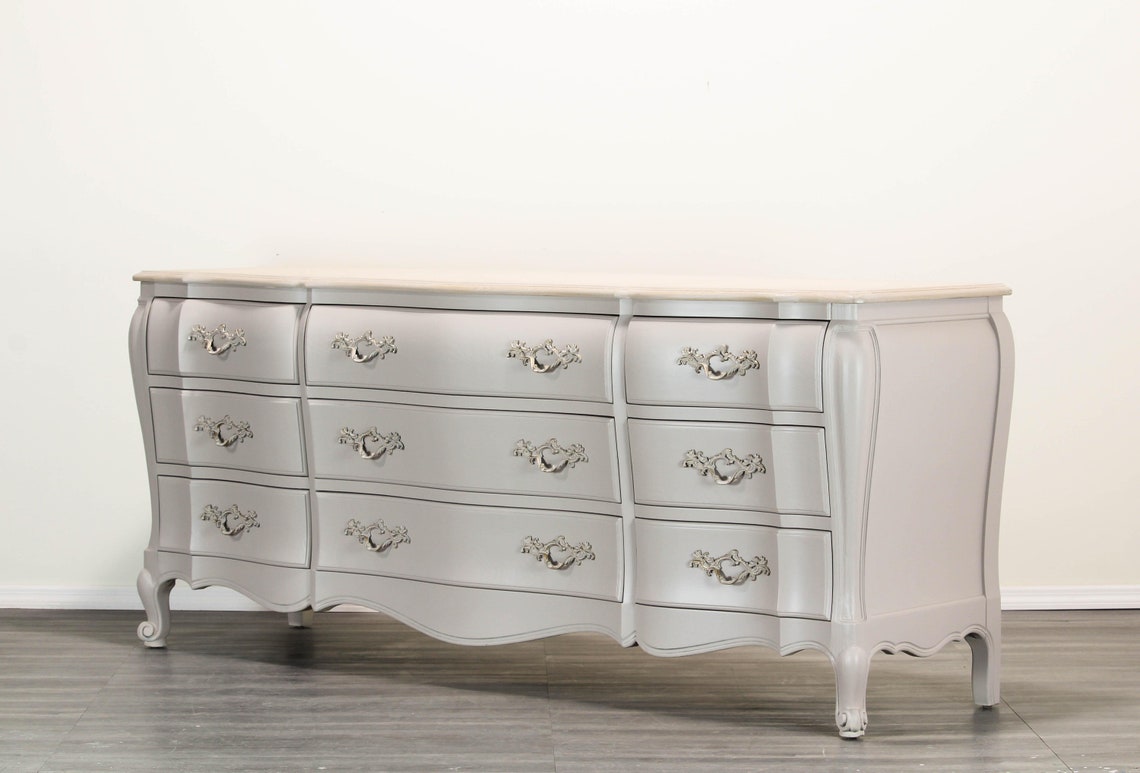 Vintage French Style Cream Dresser of Nine Drawers Etsy