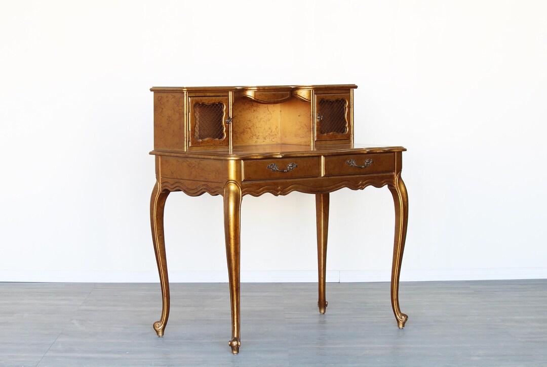 Vintage Gilded French Style Writing Desk Etsy