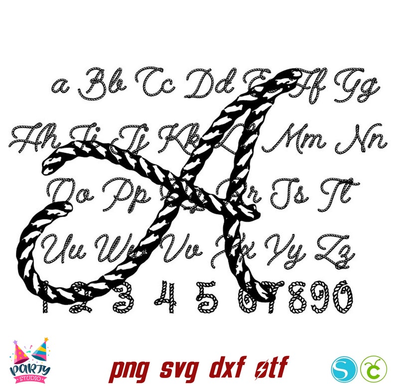 Work Ropes In Cursive Rope Font Otf, Rope Letters Svg, Cowboy Svg Letters Western Font, Rope ...