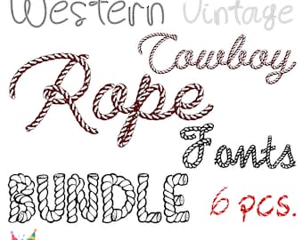 Cowboy touw lettertypen bundel, touw letters Svg, cowboy letters svg, western lettertype OTF, western SVG-lettertype, westerse letters SVG touw lettertype voor Cricut