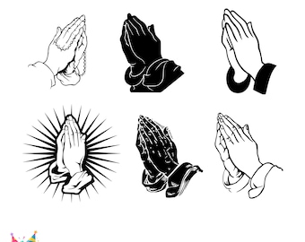 Mãos de oração SVG Vector Cricut, corte de oração SVG para Cricut, clipart religioso PNG silhueta cristã, vetor de mãos de oração svg, fé svg