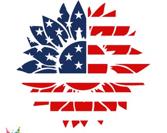 Girasol EE. UU. Bandera Svg, Girasol patriótico Png, Girasol Svg Cricut, Camisa de la bandera estadounidense de EE. UU., Camiseta del 4 de julio Diy, Camisa patriótica svg