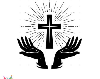 Clipart religioso PNG, Mãos de oração Svg, Mãos de oração Clipart SVG Vetor Cricut Oração cortada SVG para Cricut Christian Silhouette Faith