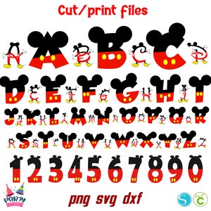 Paquete de cumpleaños SVG, Letras de cumpleaños SVG Cricut, Letras de Mickey Svg, Mickey Svg Png, Números de cumpleaños Png Svg, Camisa de bebé DIY svg