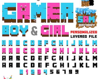 Letras de aniversário Svg Cricut, Gamer Font Svg PNG, Gamer Svg Letters Layered, Baby font otf, Game Letters Png, Gamer shirt DIY, Game font svg