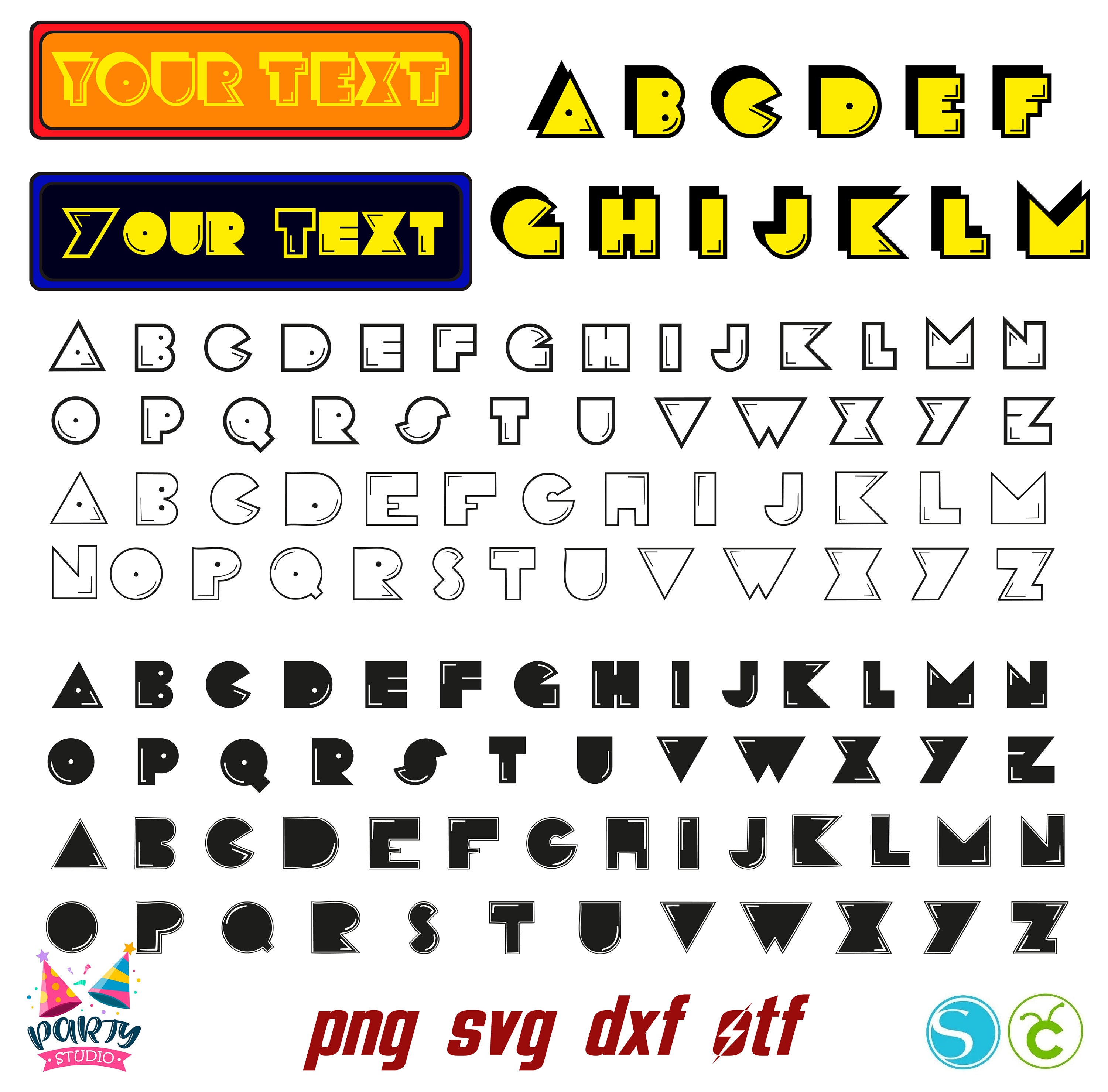 Arcade Gamer Bundle, Game Font Svg Png, Arcade Gamer Letters Layered ...