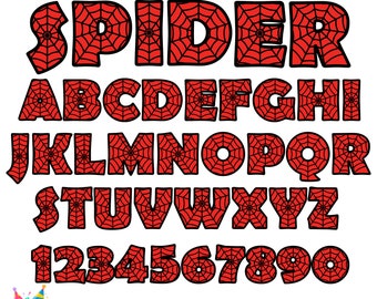Superhero Letters Svg Cricut, Superhero Numbers Svg Spider shirt Diy Spider Font Spider Letters Layered Spider Svg Spider Birthday Shirt Diy