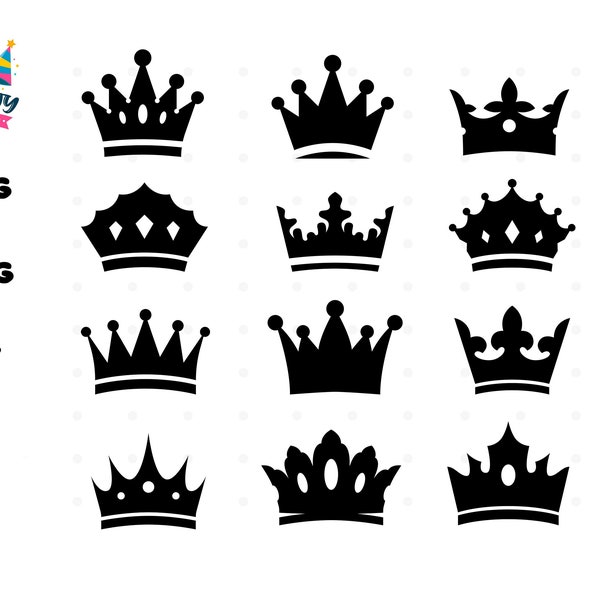 Crowns Svg Cricut Vector, Crown Cricut Svg Cutting file, Crown Png, Crowns silhouette, Princess Crown svg, Princess svg png Crown Silhouette