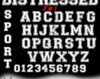 Sport Distressed Font OTF, Sport Distressed Letters svg, Varsity font, College font svg, Varsity Letters Png, Letters svg Cricut Numbers Svg