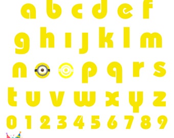 Fan Art Miniones Letters Svg Cricut Miniones Shirt Diy Miniones Lettertype, Miniones Svg Letters Minione Verjaardag, Minione Shirt png Baby lettertype svg
