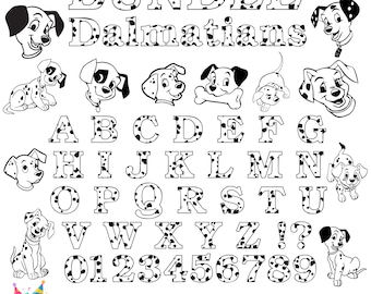 Pacote Dálmatas Svg Png, Dalmatian svg, Dalmatians Font OTF, Dog Font svg, Letras de cachorro Svg Cricut Dalmatian Silhouette, Dálmatas png