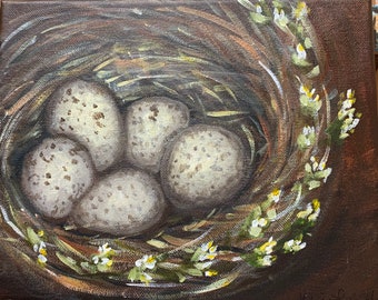 鳥の巣の絵 割れた卵 - 3 - Etsy 日本