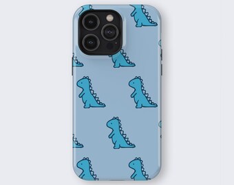 Blue Dino Tough Phone Case Cover for iPhone 15 Pro Max, 15 Pro, 14 Plus, 13, 12, 11, XR XS, SE Samsung S23 Ultra, S22, S21, A54, A53 Huawei