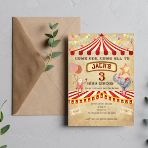 Vintage 3 Ring Circus Invitation