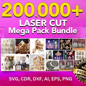 Laser Cut Files Mega Bundle,3D Cnc Files Bundle, Laser Svg Bundle, 200000 SVG, DXF Designs For Crafting, laser gold ring, laser cut dog name