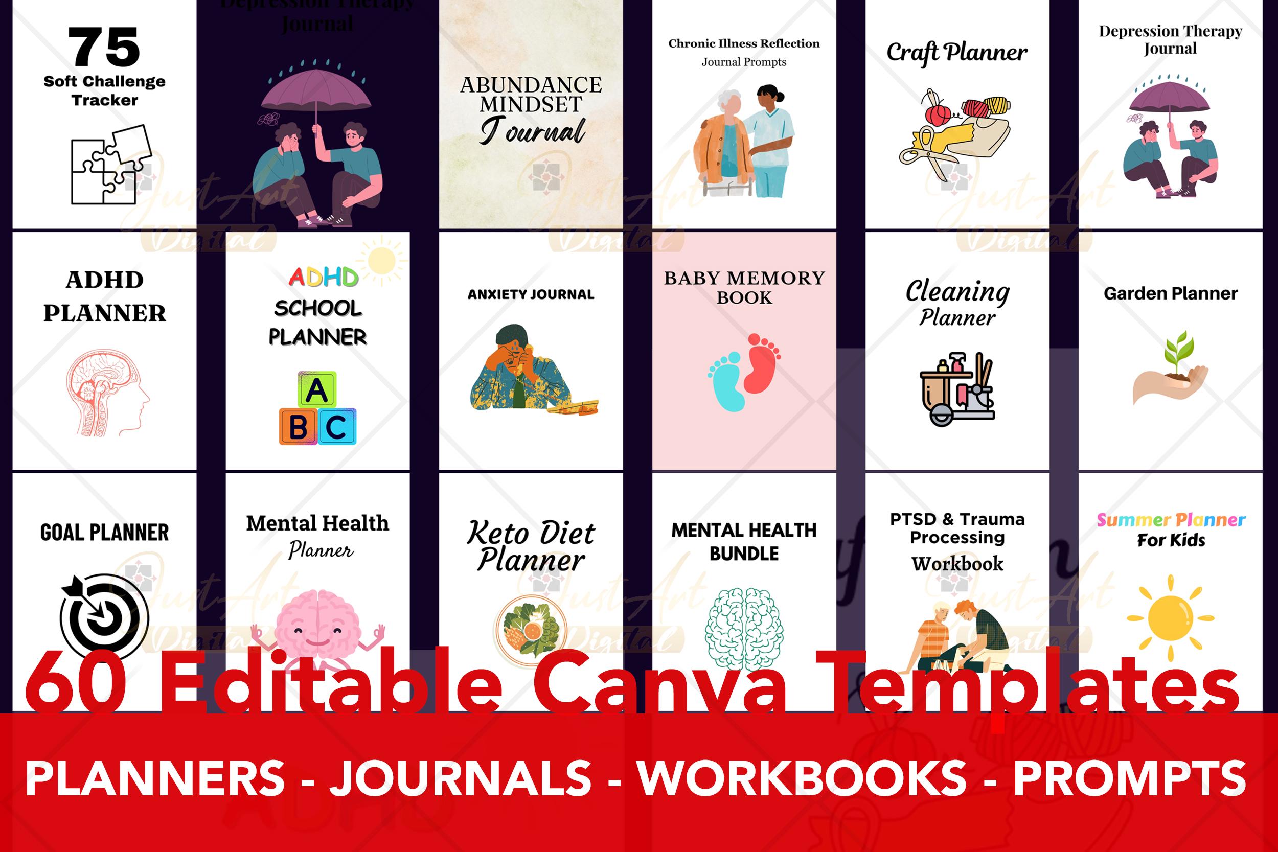 2025 Digital Planner Bundle, 60 Editable Canva Templates | Planners ...