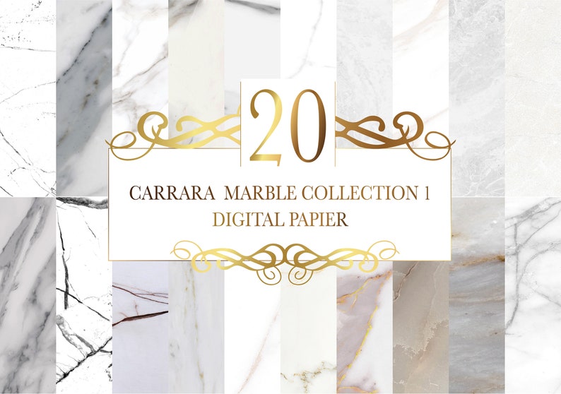 Carrara Marble digital paper, Real Natural Marble Texture And Surface Background. image 1