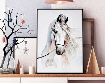 Printable vintage victorian decor, Thoroughbred horse drawing