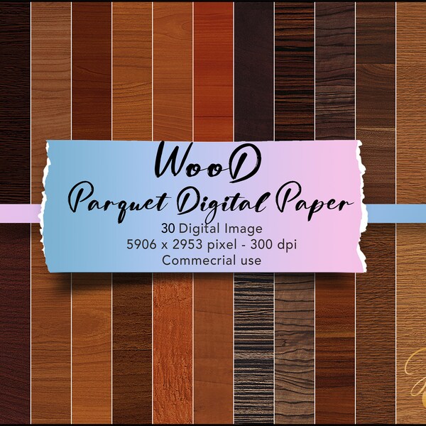 Wood Textures Digital Paper, Digital Wood Parquet Paper, Printable Scrapbooking Paper, Instant Download