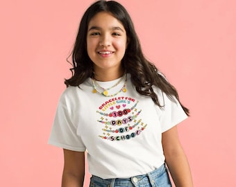 Bracelet for Little Girl's 100 Days of School, 100th day of school, 100 days shirt, 100 days brighter, Retro School Png, Teacher Gifts