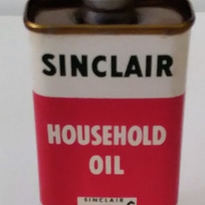Vintage 3 in One 1 Red 3oz Household Oil Tin Can - Half Full for