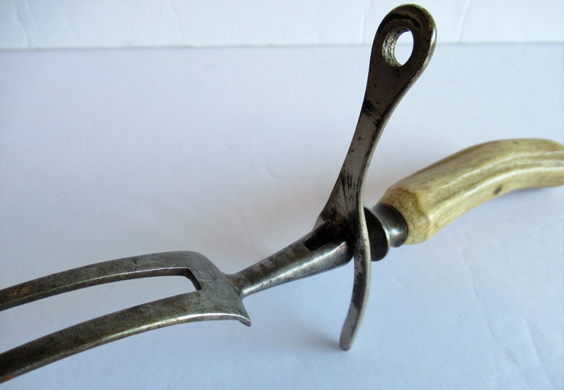 Antique Meat Carving Fork With Antler Handle and Self Stand Etsy